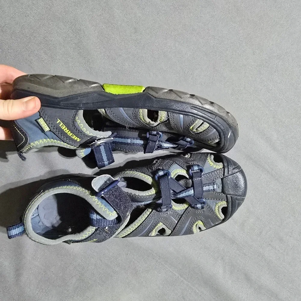 Merrell Hydro Sandals Kids Size 5 Navy Blue Green MY53375 Hiking Water Shoes